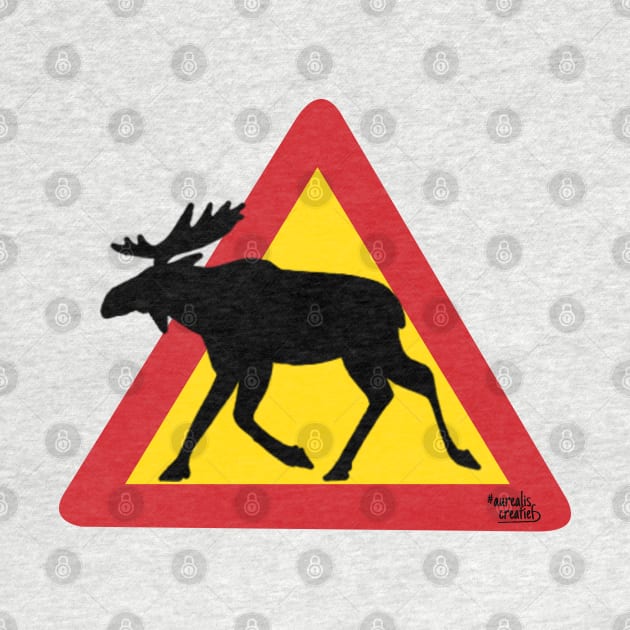 Moose Warning Sign in Finland by Aurealis